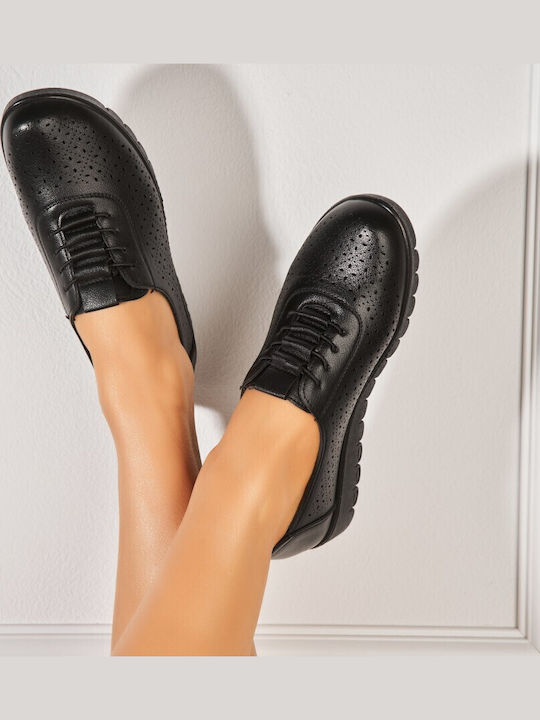 Oxfords Pentru Femei Din Piele În Culoare Neagră