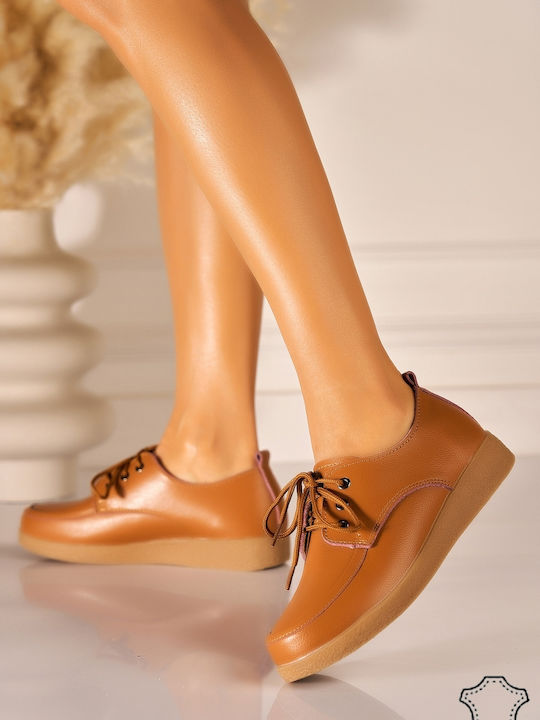 Leder Damen Oxfords in Braun Farbe