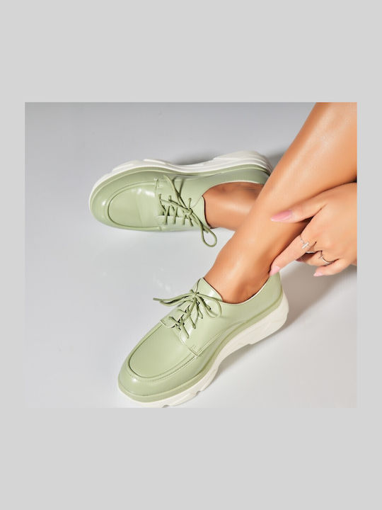 Oxfords Pentru Femei Din Piele În Culoare Verde