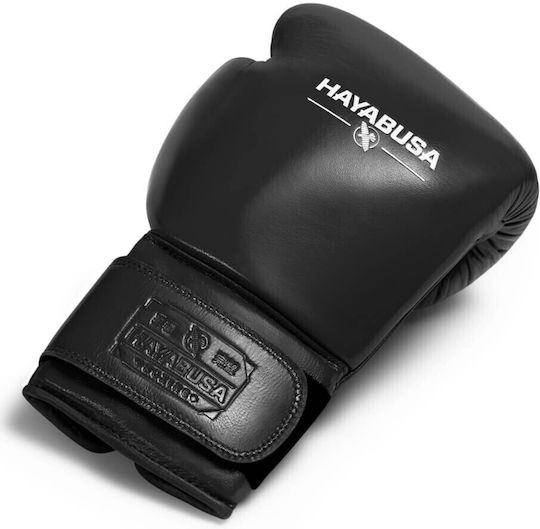 Hayabusa Pro Velcro Boxhandschuhe Leder für Wettkampfhandschuhe Schwarz