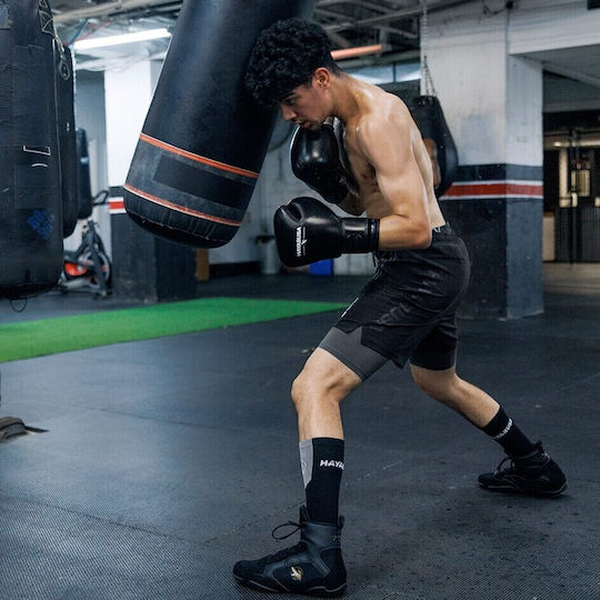 Hayabusa Pro Velcro Boxhandschuhe Leder für Wettkampfhandschuhe Schwarz