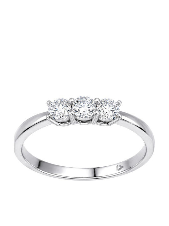 Skyshard Damen Ring Halbring mit Diamant aus Weißgold 9K