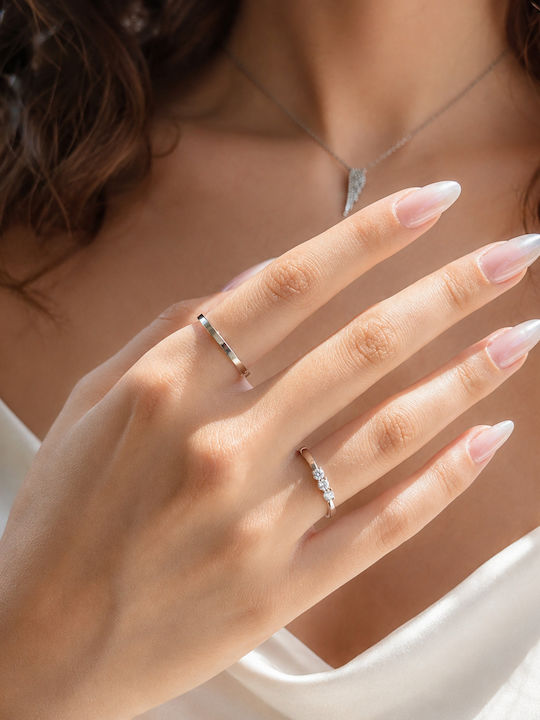 Skyshard Damen Ring Halbring mit Diamant aus Weißgold 9K