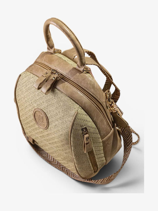 Damen Rucksack Aus Rattan Braun