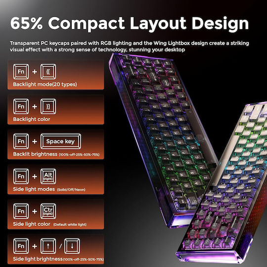 Dareu COOL68 Ηall Effect Gaming Πληκτρολόγιο 65% με Magnetic διακόπτες και RGB φωτισμό (Αγγλικό US)