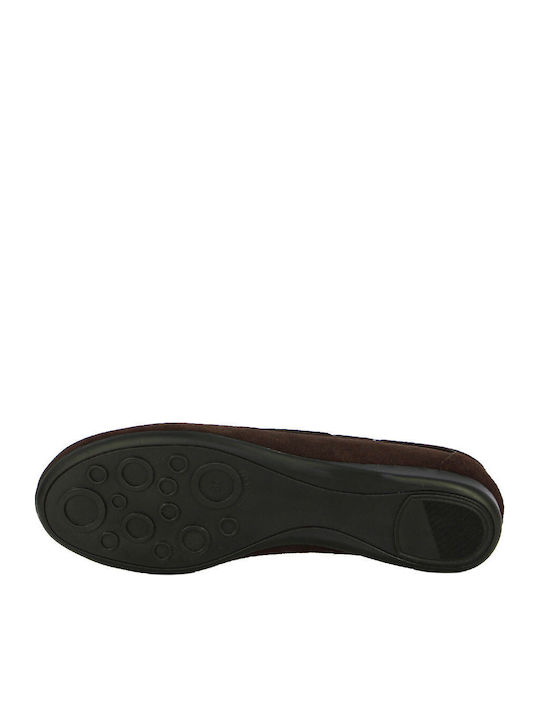 Leder Damen Mokassins in Brauner Farbe