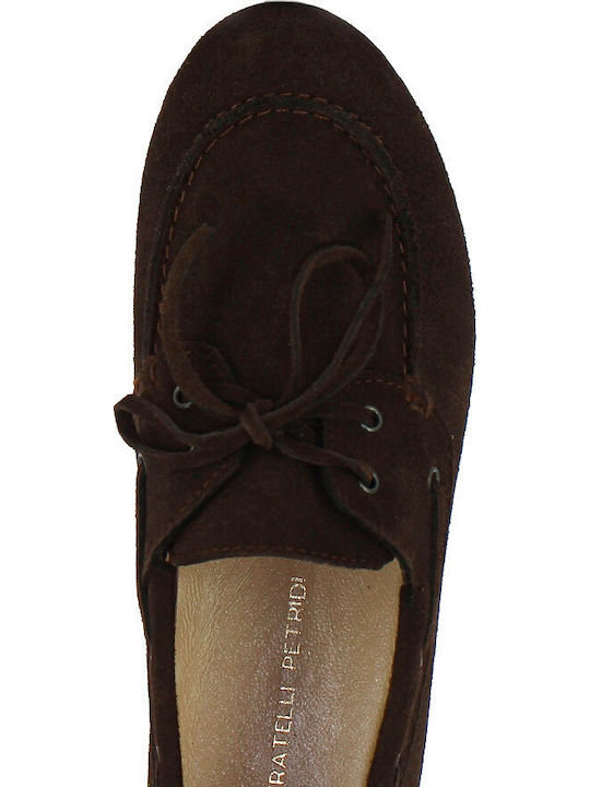Leder Damen Mokassins in Brauner Farbe