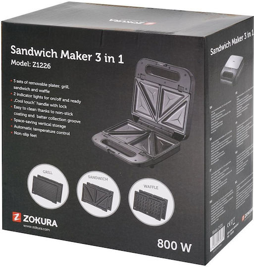 Sandwich Maker Grill with Removable Plates 800W Black