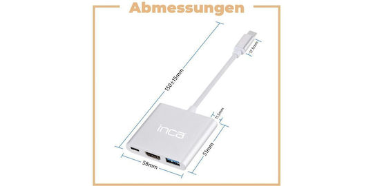 Inca USB-C Docking Station με HDMI 4K Ασημί (ITPC-04T)