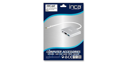 Inca USB-C Docking Station με HDMI 4K Ασημί (ITPC-04T)
