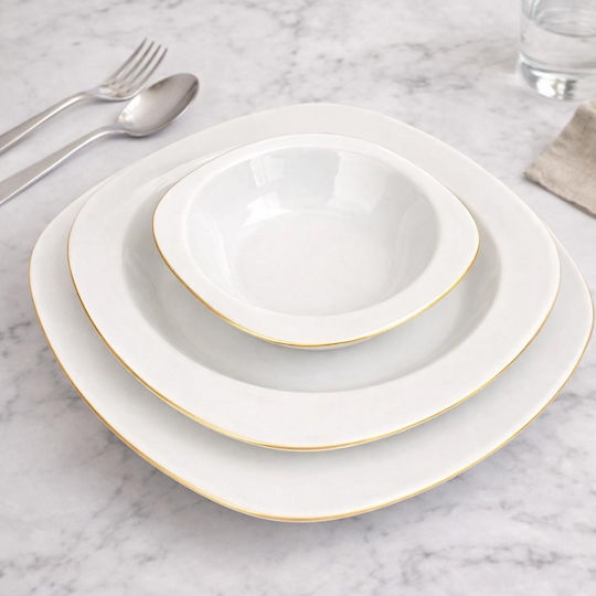Kutahya Porselen Athena Gold Porcelain Dinnerware Set 24pcs