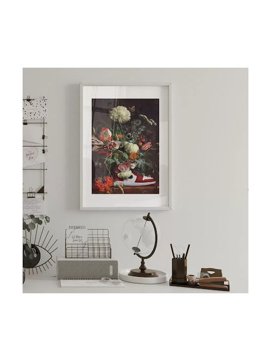 Poster Air Jordan Painting Sneakers Snk100 40cm X 50cm Brown Wooden Frame