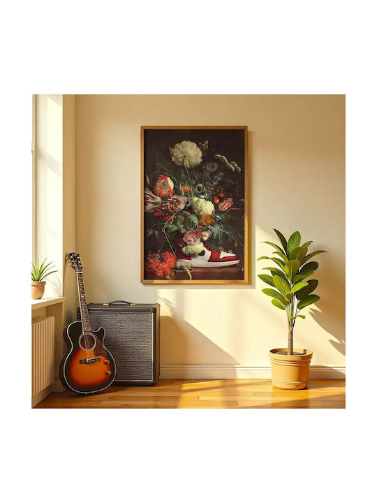 Poster Air Jordan Painting Sneakers Snk100 40cm X 50cm Brown Wooden Frame