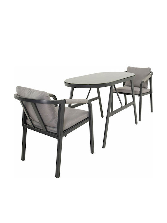 Outdoor Dining Set Belgium 3 Pieces Anthracite with Pillows