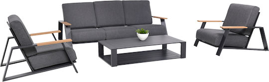 Garten- und Outdoor-Möbelsets Wohnzimmer Typsatz 4 Stück Grau mit Kissen Garten- und Outdoor-Möbelsets Wohnzimmer Typsatz 4 Stück Grau mit Kissen