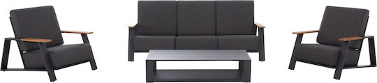 Set Mobilier Camera De Zi Exterior Laith 4 Piese Gri Cu Perne