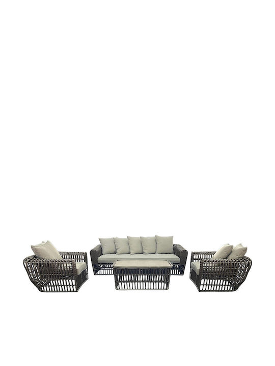 Lopez 4 Pieces Outdoor Living Room Set Brown E6877