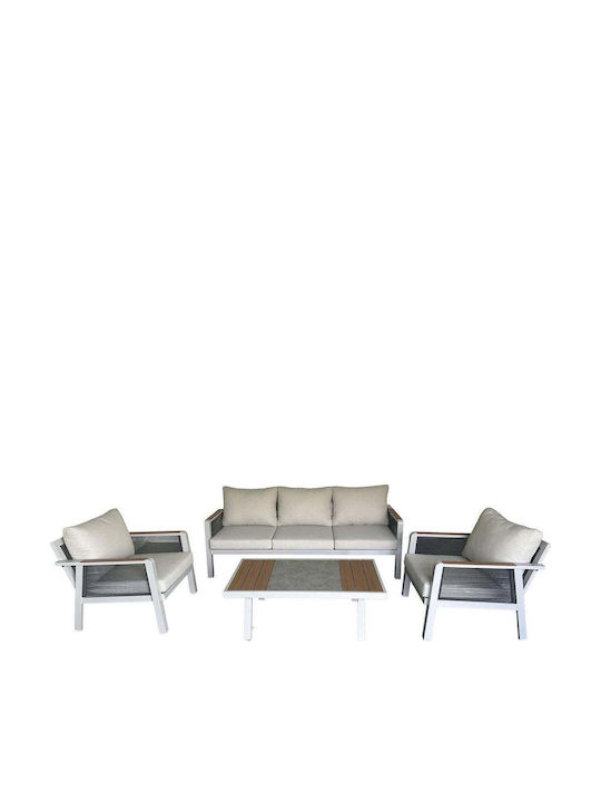 Woodwell Garten- und Outdoor-Möbelsets Wohnzimmer Typsatz 4 Stück Weiß
