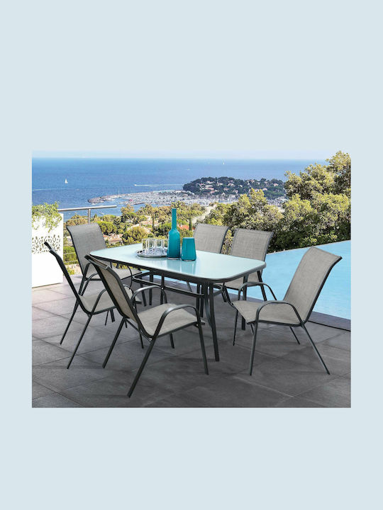 Garten- und Outdoor-Möbelsets BRUNO 7 Stück Gray