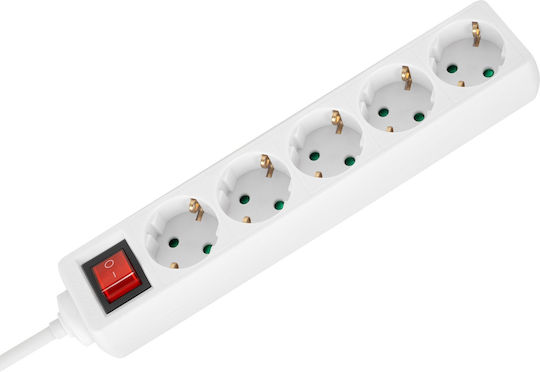 Rebel Power Strip 5 Sockets with Switch and 2m Cable