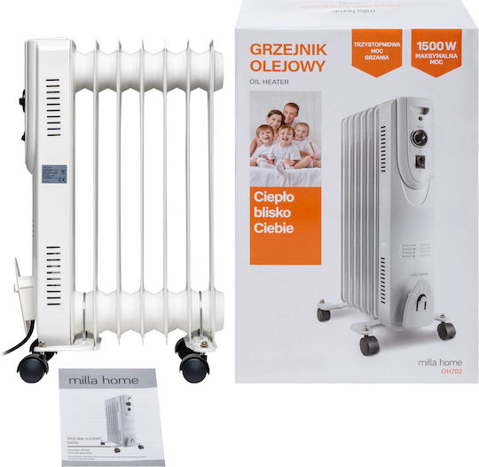 Milla Home Ölradiator mit 6 Ölgefüllten Heizkörpern 1500W