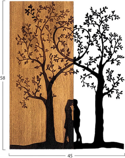 Wall Decor Fb94753 Metal Black Wood 45x3 Depth X58cm