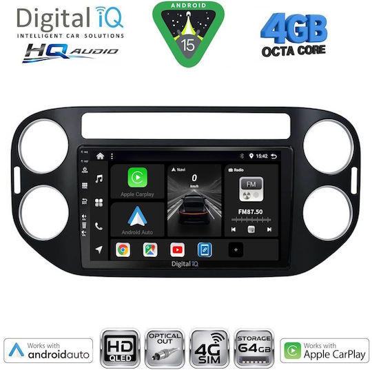 Digital IQ Ηχοσύστημα Αυτοκινήτου για Volkswagen Tiguan 2011-2016 (Bluetooth/USB/WiFi/GPS/Apple-Carplay/Android-Auto) με Οθόνη Αφής 9"