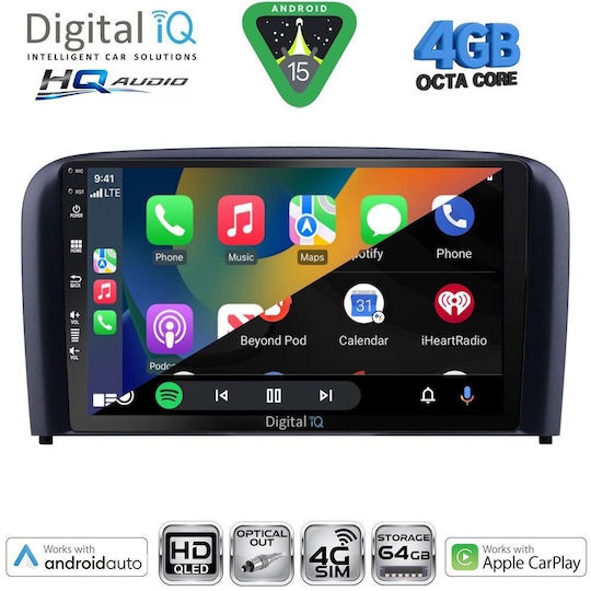 Digital IQ Car Audio System for Volvo S80 1998-2006 Bluetooth USB WiFi GPS Apple CarPlay Android Auto with 9" Touch Screen