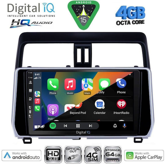 Digital IQ Car Audio System for Toyota Land Cruiser 2019-2023 Bluetooth USB WiFi GPS Apple CarPlay Android Auto with 10" Touch Screen