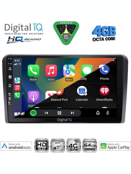 Digital IQ Car Audio System for Volkswagen Golf 1998-2003 (Bluetooth/USB/WiFi/GPS/Apple CarPlay/Android Auto) with 9" Touch Screen