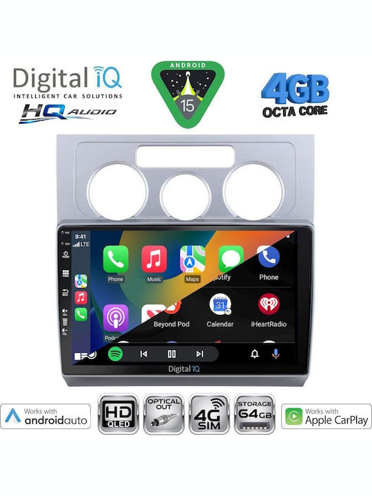 Digital IQ Car Audio System for Volkswagen Touran 2003-2010 with A/C Bluetooth USB WiFi GPS Apple CarPlay Android Auto with 10" Touch Screen