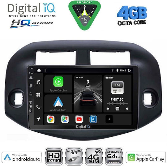 Digital IQ Car Audio System for Toyota RAV 4 2000-2006 with A/C Bluetooth USB WiFi GPS Apple CarPlay Android Auto with 9" Touch Screen