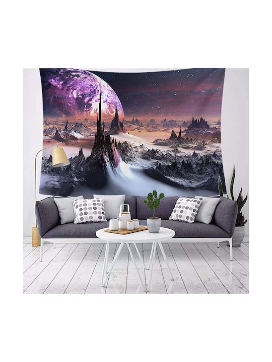 FRIPIA Handgefertigter Wandbehang aus Stoff in Lila von FRIPIA 150x130cm