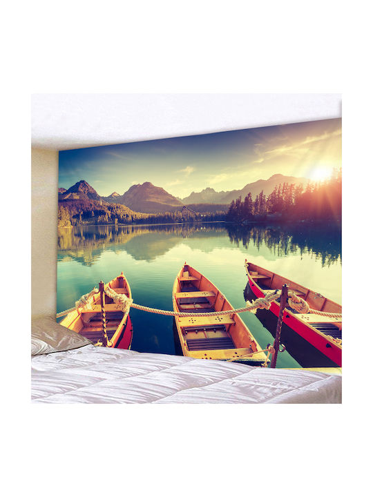 FRIPIA Decorațiune Tapiserie Apus Peste Lac Lucrată Manual Multicolor Din Țesătură 200x150cm