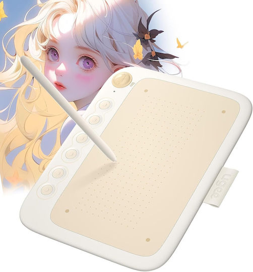 Ugee Q6 Portable Graphic Tablet 6 × 4 Inch Integrated Type-c Cable Digital Drawing Online Lessons Beige