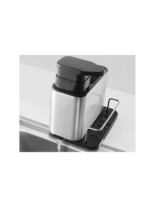 Dispenser De Bucătărie Din Oțel Inoxidabil Cu Suport Pentru Burete Gri 340ml