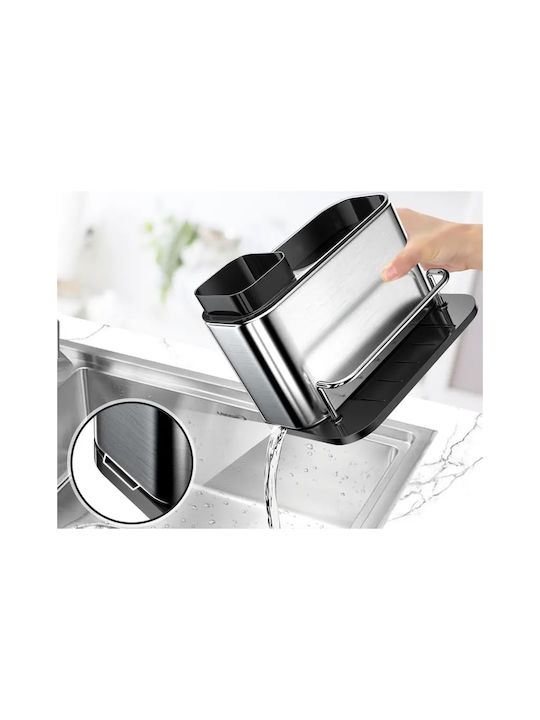 Dispenser De Bucătărie Din Oțel Inoxidabil Cu Suport Pentru Burete Gri 340ml