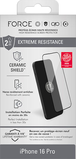 Force Glass Screen Protector Iphone 16 Pro 17 Ceramicshield 2.5d 10h Tempered Glass Transparent