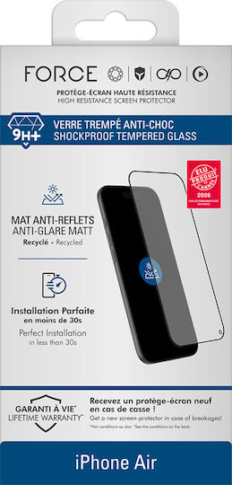 Force Glass Screen Protector Iphone Air In 2.5d 9h+ Matte Anti-glare Tempered Glass Transparent