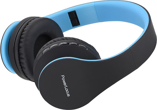 PowerLocus Wireless Wired Over Ear Headphones with Radio with 15 Hours Playing Time Blue & Black