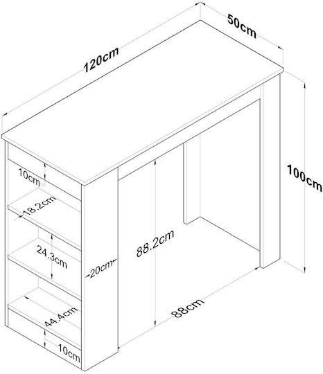 Jano3 Τραπέζι Κουζίνας Ξύλινο Καρυδιά 120x50x100εκ.