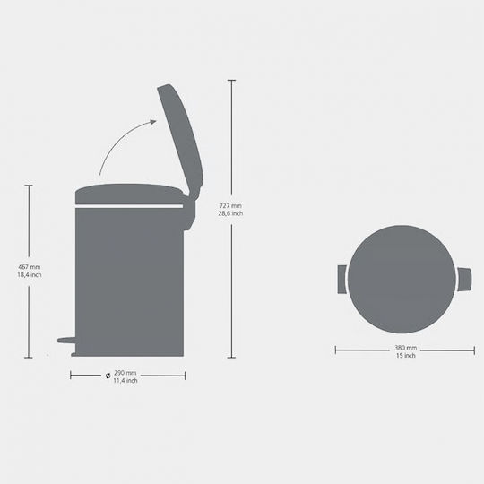 Brabantia Brabantia New Icon Mülleimer aus Inox mit Pedal Grau 20lt