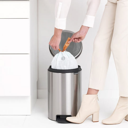 Brabantia Κάδος New Icon Απορριμμάτων από Ανοξείδωτο Ατσάλι με Πεντάλ Ασημί 12lt