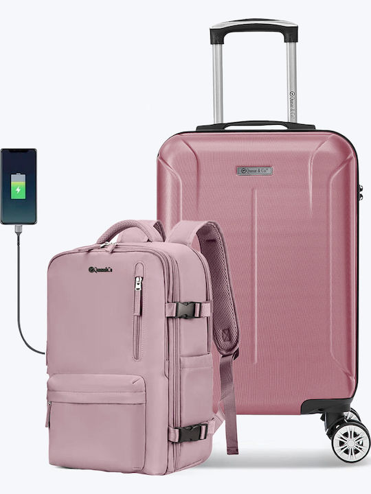 Quasar Βαλίτσες Ταξιδιού Σκληρές Powder Pink με 4 Ρόδες