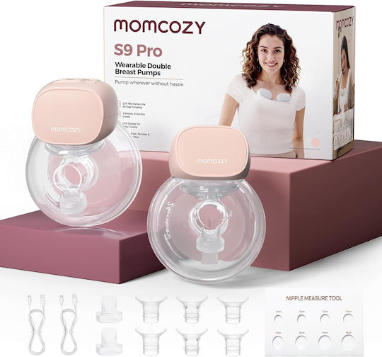 Momcozy S9 Pro Portable Double Breast Pump Battery BPA Free Pink 180ml