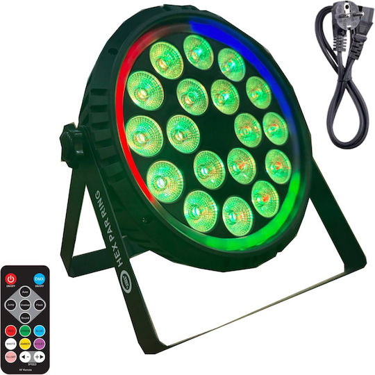 Light4me Hex Par Ring Stage Spotlight Lighting Effect Dmx 18x6w Rgbwa+uv Led+30x0.3w