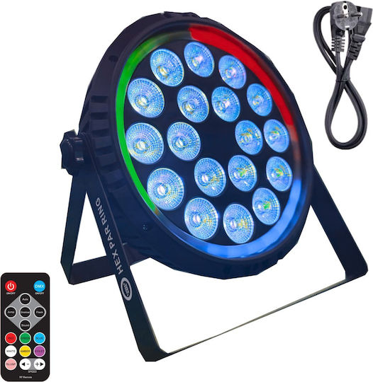 Light4me Hex Par Ring Stage Spotlight Lighting Effect Dmx 18x6w Rgbwa+uv Led+30x0.3w