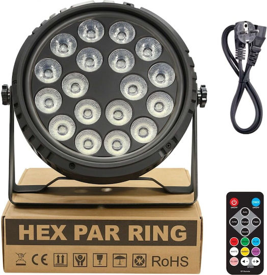 Light4me Hex Par Ring Stage Spotlight Lighting Effect Dmx 18x6w Rgbwa+uv Led+30x0.3w