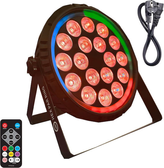Light4me Hex Par Ring Stage Spotlight Lighting Effect Dmx 18x6w Rgbwa+uv Led+30x0.3w