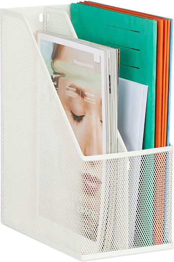 Relaxdays Organizator Vertical Pentru Dosare 2 Compartimente Alb